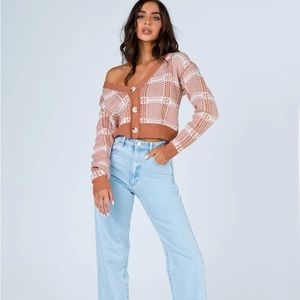 Princess Polly Zaynah Cropped Tan Cardigan Size S/M